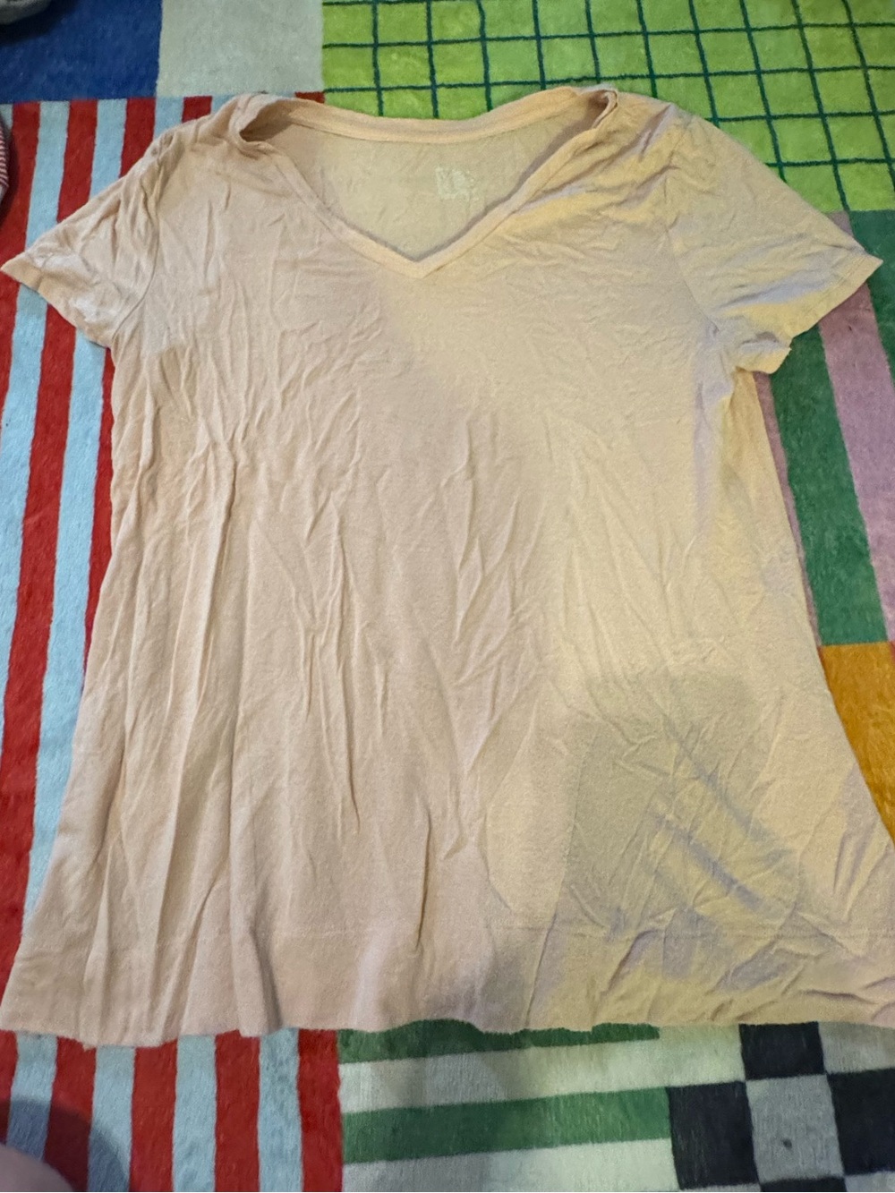 Old Navy Light Peach V-Neck Short Sleeve Tee